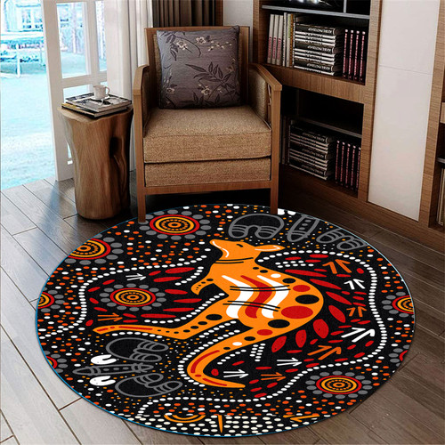 Australia Aboriginal Round Rug - Indigenous Aboriginal Kangaroo Dot Painting 2 Round Rug Australia Aboriginal Round Rug - Indigenous Aboriginal Kangaroo Dot Painting 2 Round Rug