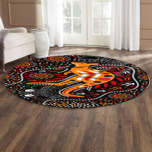 Australia Aboriginal Round Rug - Indigenous Aboriginal Kangaroo Dot Painting 2 Round Rug Australia Aboriginal Round Rug - Indigenous Aboriginal Kangaroo Dot Painting 2 Round Rug