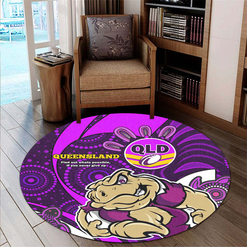 QueensLand Round Rug Queensland QLD Quotes with Cane Toad STATES OF