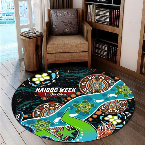 Australia Aboriginal Inspired Round Rug - Naidoc Week with Torres Strait Aboriginal Inspired Turtle Round Rug Australia Aboriginal Inspired Round Rug - Naidoc Week with Torres Strait Aboriginal Inspired Turtle Round Rug