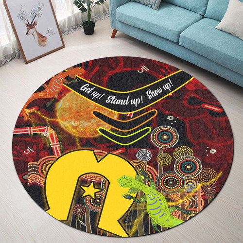 Australia Aboriginal Inspired Round Rug - Boomerang Aboriginal Inspired Naidoc Week and Torres Strait Flag Round Rug Australia Aboriginal Inspired Round Rug - Boomerang Aboriginal Inspired Naidoc Week and Torres Strait Flag Round Rug