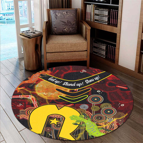 Australia Aboriginal Inspired Round Rug - Boomerang Aboriginal Inspired Naidoc Week and Torres Strait Flag Round Rug Australia Aboriginal Inspired Round Rug - Boomerang Aboriginal Inspired Naidoc Week and Torres Strait Flag Round Rug