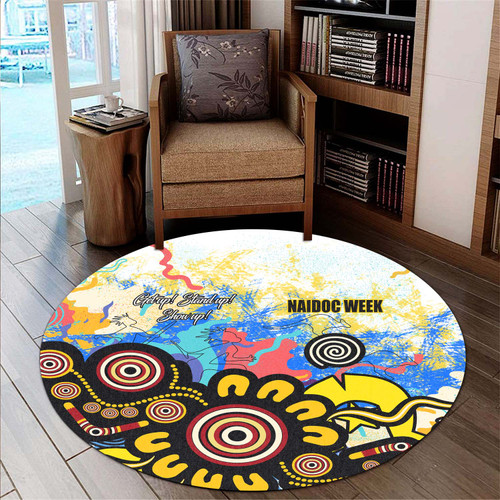 Australia Aboriginal Inspired Round Rug - Celebrate Naidoc Aboriginal Inspired Culture with Torres Strait Flag Colour Round Rug Australia Aboriginal Inspired Round Rug - Celebrate Naidoc Aboriginal Inspired Culture with Torres Strait Flag Colour Round Rug