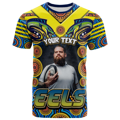 Parramatta Eels Custom T-shirt - Photo Electric Eel With Aboriginal Inspired Patterns T-shirt