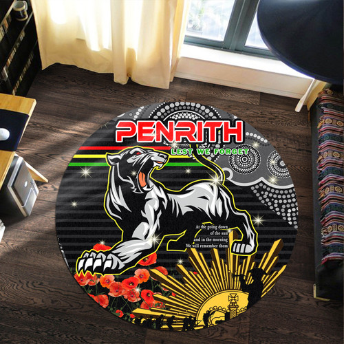 Penrith Panthers Anzac Round Rug - Anzac Day Penrith Panthers Rugby Team Poppy Flower Round Rug Penrith Panthers Anzac Round Rug - Anzac Day Penrith Panthers Rugby Team Poppy Flower Round Rug