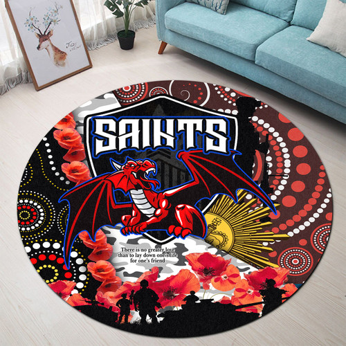St. George Illawarra Dragons Anzac Round Rug - Team Poppy Aboriginal Inspired Round Rug St. George Illawarra Dragons Anzac Round Rug - Team Poppy Aboriginal Inspired Round Rug