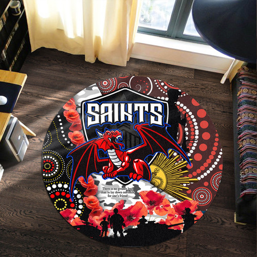 St. George Illawarra Dragons Anzac Round Rug - Team Poppy Aboriginal Inspired Round Rug St. George Illawarra Dragons Anzac Round Rug - Team Poppy Aboriginal Inspired Round Rug