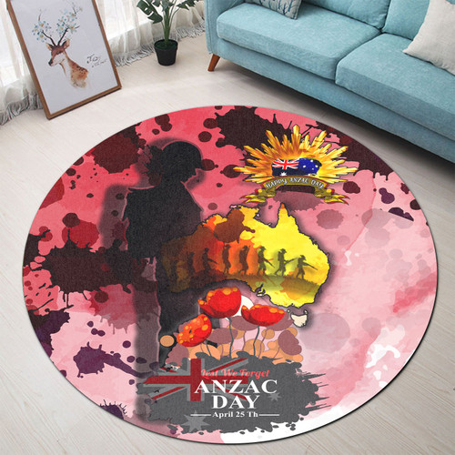 Australia Anzac Day Round Rug -  Anzac Day Lest We Forget Color Drawing Patterns Round Rug Australia Anzac Day Round Rug -  Anzac Day Lest We Forget Color Drawing Patterns Round Rug