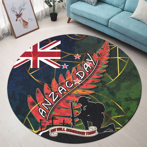 New Zealand Anzac Day Round Rug - Anzac Day We Will Remember Them Camouflage Curve Patterns Round Rug New Zealand Anzac Day Round Rug - Anzac Day We Will Remember Them Camouflage Curve Patterns Round Rug