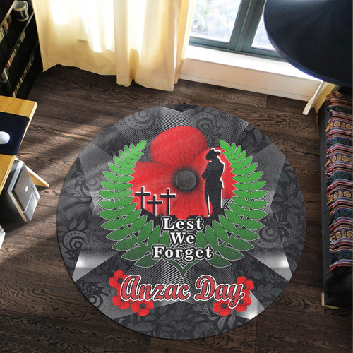 New Zealand Anzac Day Round Rug - Anzac Day Lest We Forget  Low Poly Motley Patterns Round Rug