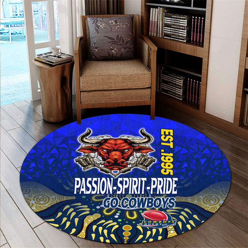 North Queensland Cowboys Round Rug - Ball Go North Queensland Cowboys Aboriginal Inspired Patterns Round Rug North Queensland Cowboys Round Rug - Ball Go North Queensland Cowboys Aboriginal Inspired Patterns Round Rug