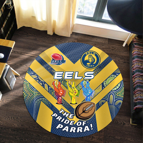 Parramatta Eels Round Rug - Go Parra Parramatta Eels Aboriginal Inspired Patterns Round Rug