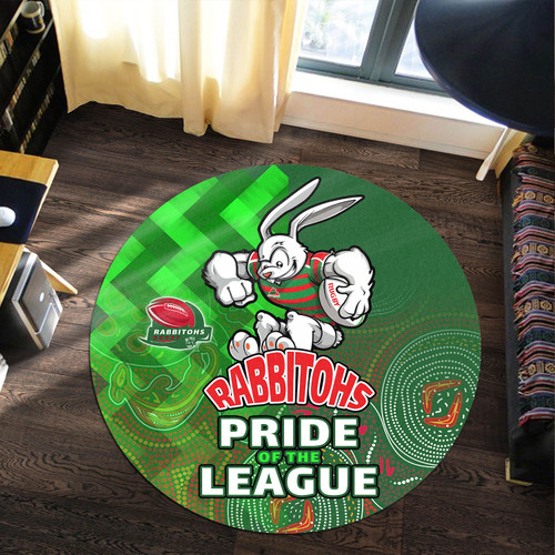 South Sydney Rabbitohs Round Rug - South Sydney Rabbitohs Pride Of Aboriginal Inspired Round Rug