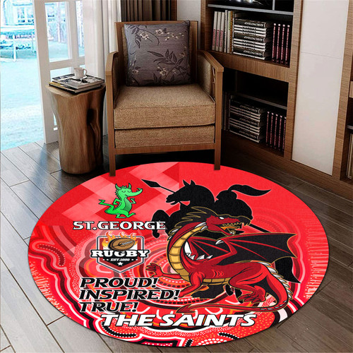 Australia Dragons Round Rug - Australia Dragons Ball Aboriginal Inspired Indigenous Sport Style Round Rug