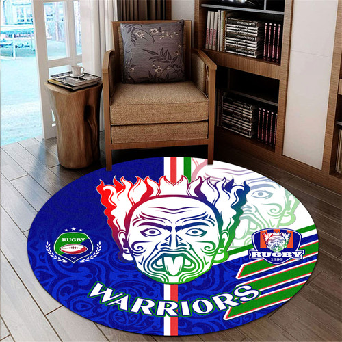 New Zealand Warriors Round Rug - New Zealand Warriors Ball Maori Patterns Sport Style Round Rug New Zealand Warriors Round Rug - New Zealand Warriors Ball Maori Patterns Sport Style Round Rug