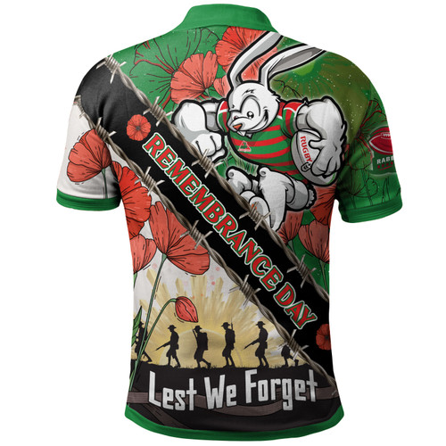 South Sydney Rabbitohs Polo Shirt - Custom Remembrance Day Lest We Forget Polo Shirt South Sydney Rabbitohs Polo Shirt - Custom Remembrance Day Lest We Forget Polo Shirt