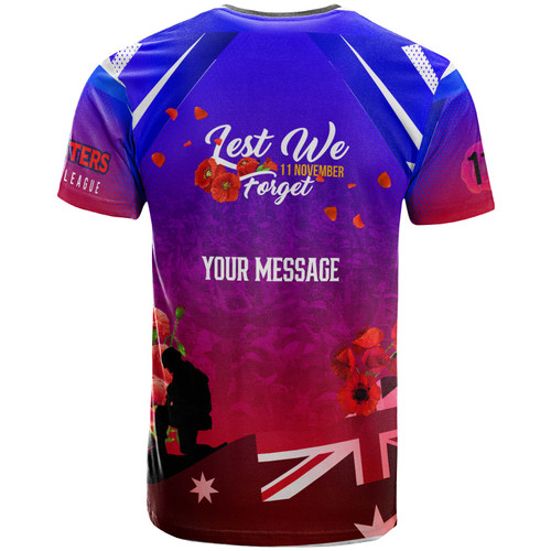 Sydney Roosters T-Shirt - Custom Sydney Roosters Remembrance Day Lest We Forget Poppies T-Shirt Sydney Roosters T-Shirt - Custom Sydney Roosters Remembrance Day Lest We Forget Poppies T-Shirt