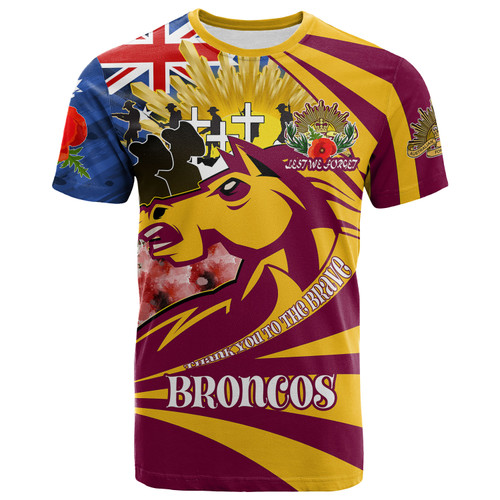 Brisbane T-shirt - Custom Remembrance Brisbane With Poppy And Rosemary T-shirt