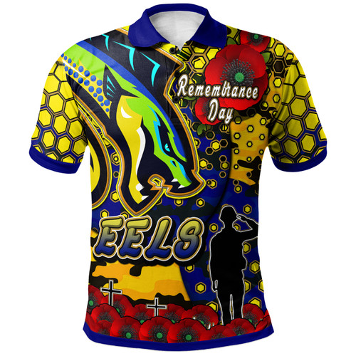 Parramatta Eels Polo Shirt - Custom Parramatta Eels Remembrance Day And Poppies Polo Shirt
