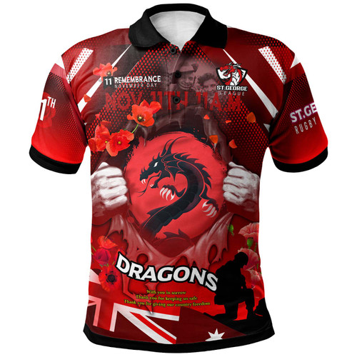 Australia St.George Polo Shirt - Custom St.George Remembrance Day Lest We Forget Poppies Polo Shirt