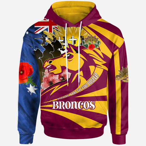 Brisbane Hoodie - Custom Remembrance Brisbane With Poppy And Rosemary Hoodie