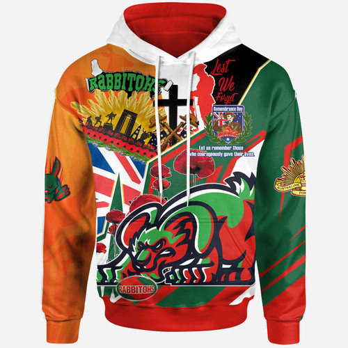 Souths Hoodie - Custom Remembrance Souths Anzac Quote With Poppy And Rosemary Hoodie Souths Hoodie - Custom Remembrance Souths Anzac Quote With Poppy And Rosemary Hoodie
