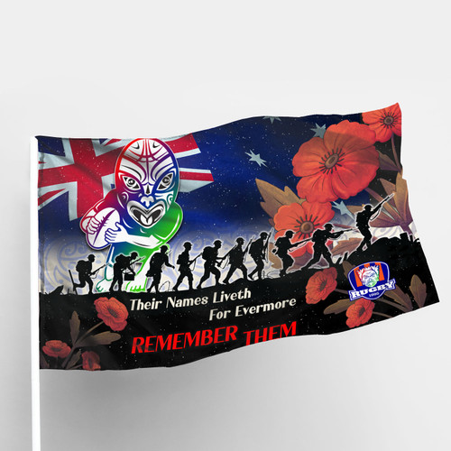 New Zealand Warriors Flag - Remember Them Red Poppy Flowers Flag New Zealand Warriors Flag - Remember Them Red Poppy Flowers Flag