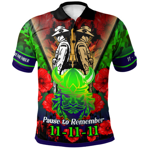 Canberra Raiders Polo Shirt - Custom Remembrance Day Pause To Remember Polo Shirt
