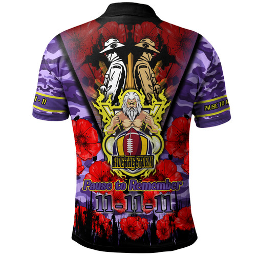 Melbourne Storm Polo Shirt - Custom Remembrance Day Pause To Remember Polo Shirt Melbourne Storm Polo Shirt - Custom Remembrance Day Pause To Remember Polo Shirt