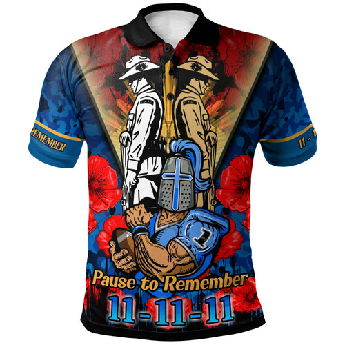 Gold Coast Titans Polo Shirt - Custom Remembrance Day Pause To Remember Polo Shirt