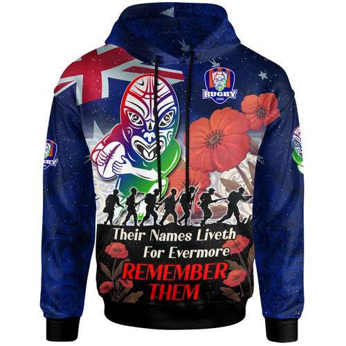 New Zealand Warriors Hoodie - Custom Remember Them Red Poppy Flowers Hoodie