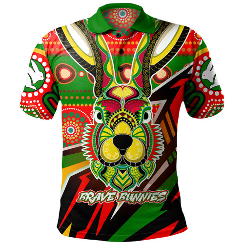 Australia South Sydney Rabbitohs Custom Polo Shirt - Brave Bunnies Go the Mighty Heroes Indigenous Polo Shirt