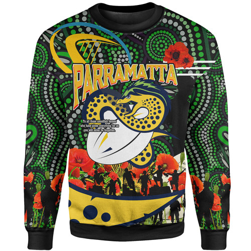 Parramatta Eels Custom Sweatshirt - Parramatta Eels Aboriginal Inspired Remembrance Day with Flower Sweatshirt