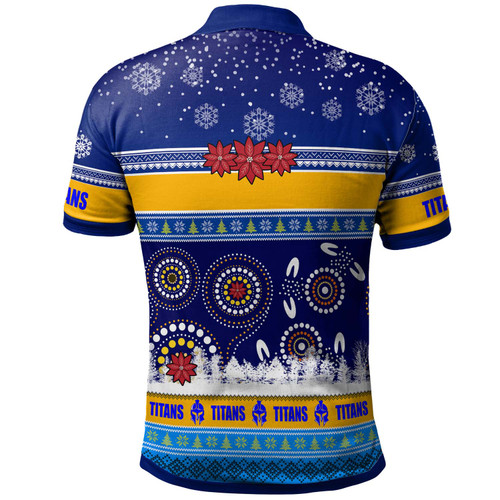 Gold Coast Titans Christmas Polo Shirt - Custom Gold Coast Titans Ugly Christmas And Aboriginal Inspired Patterns Polo Shirt Gold Coast Titans Christmas Polo Shirt - Custom Gold Coast Titans Ugly Christmas And Aboriginal Inspired Patterns Polo Shirt