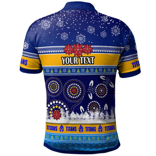 Gold Coast Titans Christmas Polo Shirt - Custom Gold Coast Titans Ugly Christmas And Aboriginal Inspired Patterns Polo Shirt Gold Coast Titans Christmas Polo Shirt - Custom Gold Coast Titans Ugly Christmas And Aboriginal Inspired Patterns Polo Shirt
