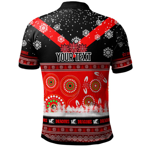 St. George Illawarra Dragons Christmas Polo Shirt - Custom Dragon Ugly Christmas And Aboriginal Inspired Patterns Polo Shirt St. George Illawarra Dragons Christmas Polo Shirt - Custom Dragon Ugly Christmas And Aboriginal Inspired Patterns Polo Shirt