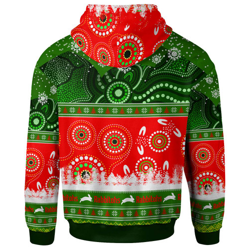 South Sydney Rabbitohs Hoodie - South Sydney Rabbitohs Ugly Christmas And Aboriginal Inspired Patterns Hoodie South Sydney Rabbitohs Hoodie - South Sydney Rabbitohs Ugly Christmas And Aboriginal Inspired Patterns Hoodie