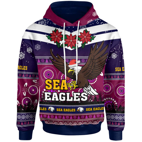 Australia Sea Eagles Christmas Hoodie - Custom Australia Sea Eagles Ugly Christmas And Aboriginal Inspired Patterns Hoodie