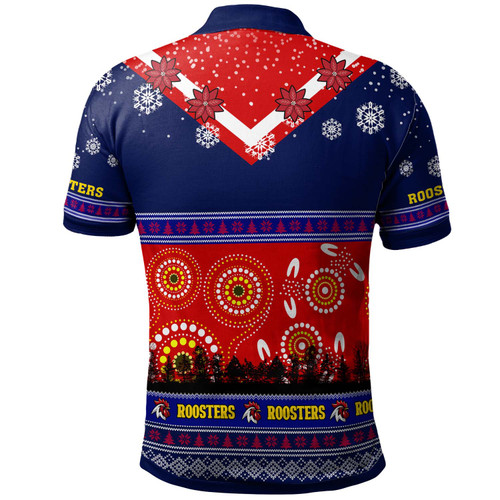 Sydney Roosters Christmas Polo Shirt - Custom Sydney Roosters Ugly Christmas And Aboriginal Inspired Patterns Polo Shirt Sydney Roosters Christmas Polo Shirt - Custom Sydney Roosters Ugly Christmas And Aboriginal Inspired Patterns Polo Shirt