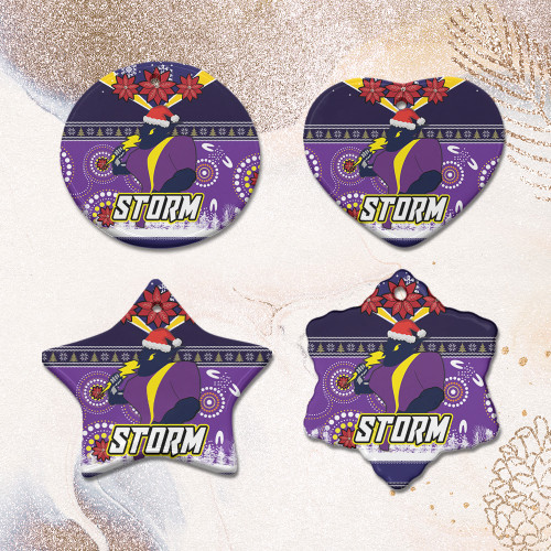 Melbourne Storm Christmas Ceramic Ornament - Melbourne Storm Ugly Christmas