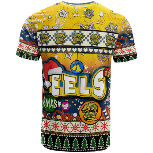 Parramatta Eels Christmas T-Shirt - Custom Xmas Parramatta Eels Christmas Balls, Snowflake With Aboriginal Inspired Patterns T-Shirt Parramatta Eels Christmas T-Shirt - Custom Xmas Parramatta Eels Christmas Balls, Snowflake With Aboriginal Inspired Patterns T-Shirt
