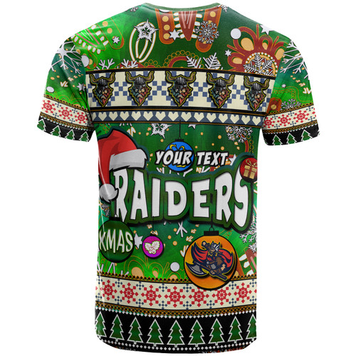 Canberra Raiders Christmas T-Shirt - Custom Xmas Raider Christmas Balls, Snowflake With Aboriginal Inspired Patterns T-Shirt Canberra Raiders Christmas T-Shirt - Custom Xmas Raider Christmas Balls, Snowflake With Aboriginal Inspired Patterns T-Shirt