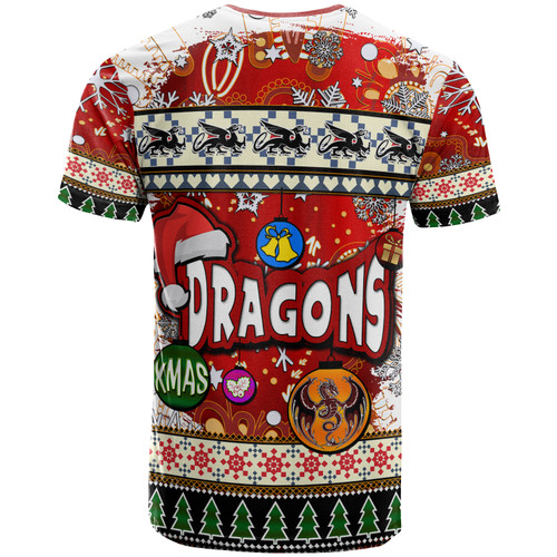 St. George Illawarra Dragons Christmas T-Shirt - Custom Xmas Dragon Christmas Balls, Snowflake With Aboriginal Inspired Patterns T-Shirt St. George Illawarra Dragons Christmas T-Shirt - Custom Xmas Dragon Christmas Balls, Snowflake With Aboriginal Inspired Patterns T-Shirt
