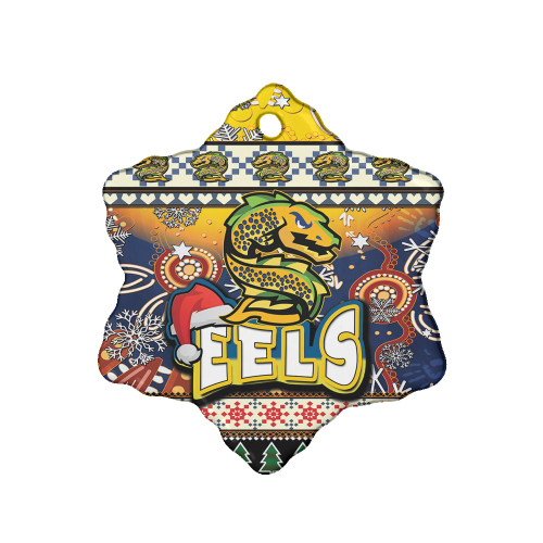 Parramatta Eels Christmas Ceramic Ornament - Xmas Parramatta Eels Christmas Balls, Snowflake With Aboriginal Inspired Patterns Parramatta Eels Christmas Ceramic Ornament - Xmas Parramatta Eels Christmas Balls, Snowflake With Aboriginal Inspired Patterns