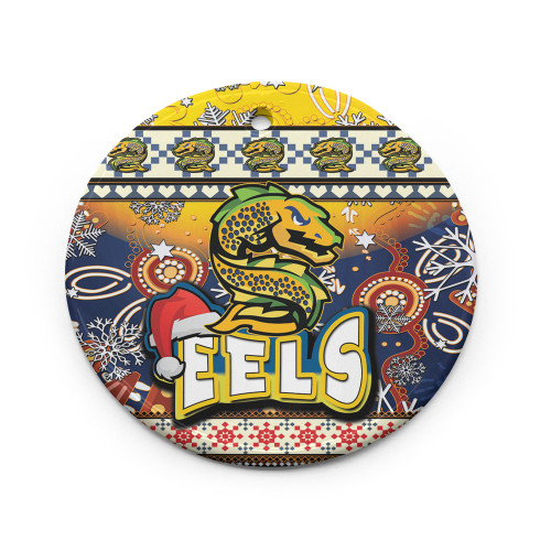 Parramatta Eels Christmas Ceramic Ornament - Xmas Parramatta Eels Christmas Balls, Snowflake With Aboriginal Inspired Patterns Parramatta Eels Christmas Ceramic Ornament - Xmas Parramatta Eels Christmas Balls, Snowflake With Aboriginal Inspired Patterns