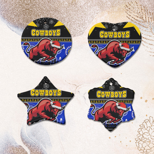 North Queensland Cowboys Christmas Ceramic Ornament - North Queensland Cowboys Ugly Christmas