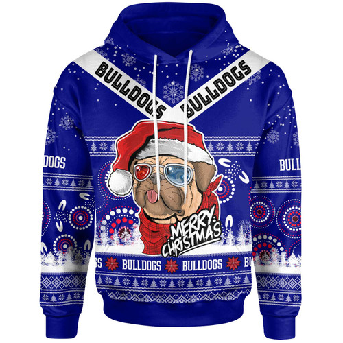 Canterbury-Bankstown Bulldogs Christmas Hoodie - Custom Canterbury-Bankstown Bulldogs Ugly Christmas And Aboriginal Inspired Patterns Hoodie