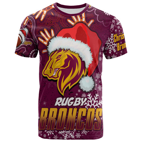 Brisbane Broncos T-shirt - Custom Christmas Santa Hat Horse Ball T-shirt