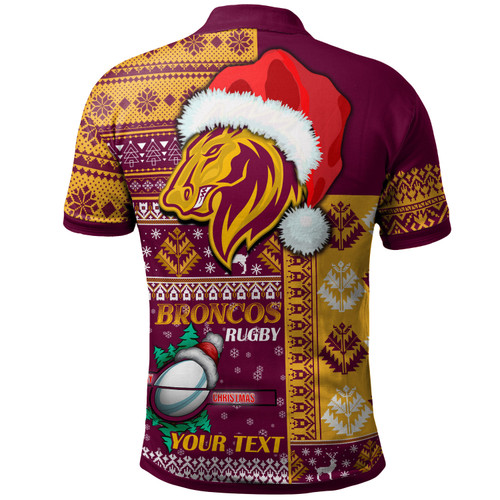 Brisbane Broncos Polo Shirt - Custom Christmas Snowflakes Brisbane Broncos Mascot Polo Shirt Brisbane Broncos Polo Shirt - Custom Christmas Snowflakes Brisbane Broncos Mascot Polo Shirt