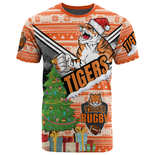 Wests Tigers T-shirt - Custom Christmas Tree Wests Tigers Ball T-shirt